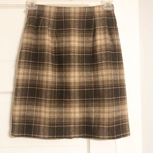 Vintage J.G Hook Brown Plaid Wool Blend Skirt - 4P